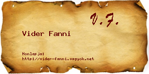 Vider Fanni névjegykártya
